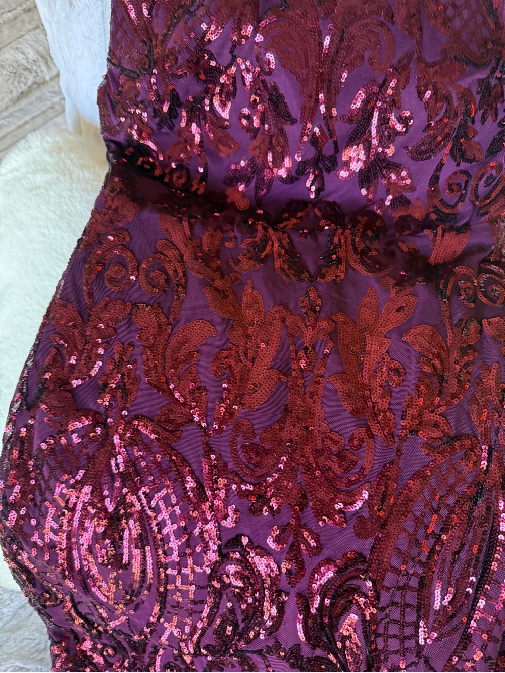 Windsor Plum Sequin One Shoulder Formal Gown Size L Worn Once - Picture 6 of 9
